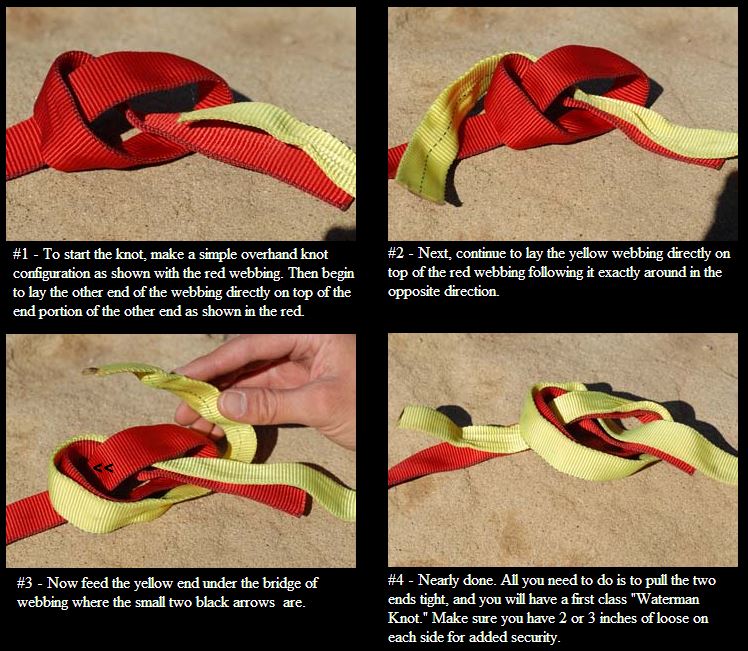 4-steps-to-make-waterman-knot-for-slackline-anchor-sling-webbing