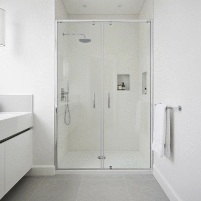 Person balancing on a slackline in a park, surrounded by trees, with a focused expression